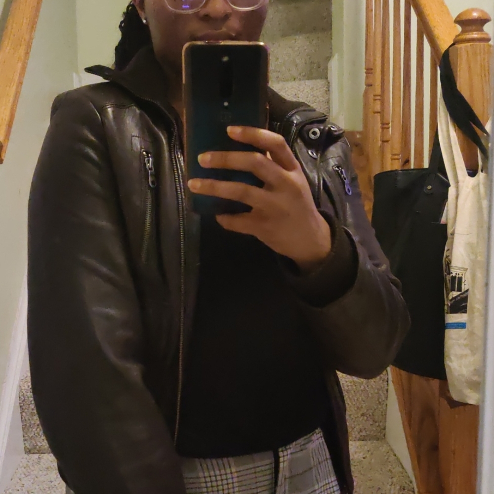 Brown leather jacket